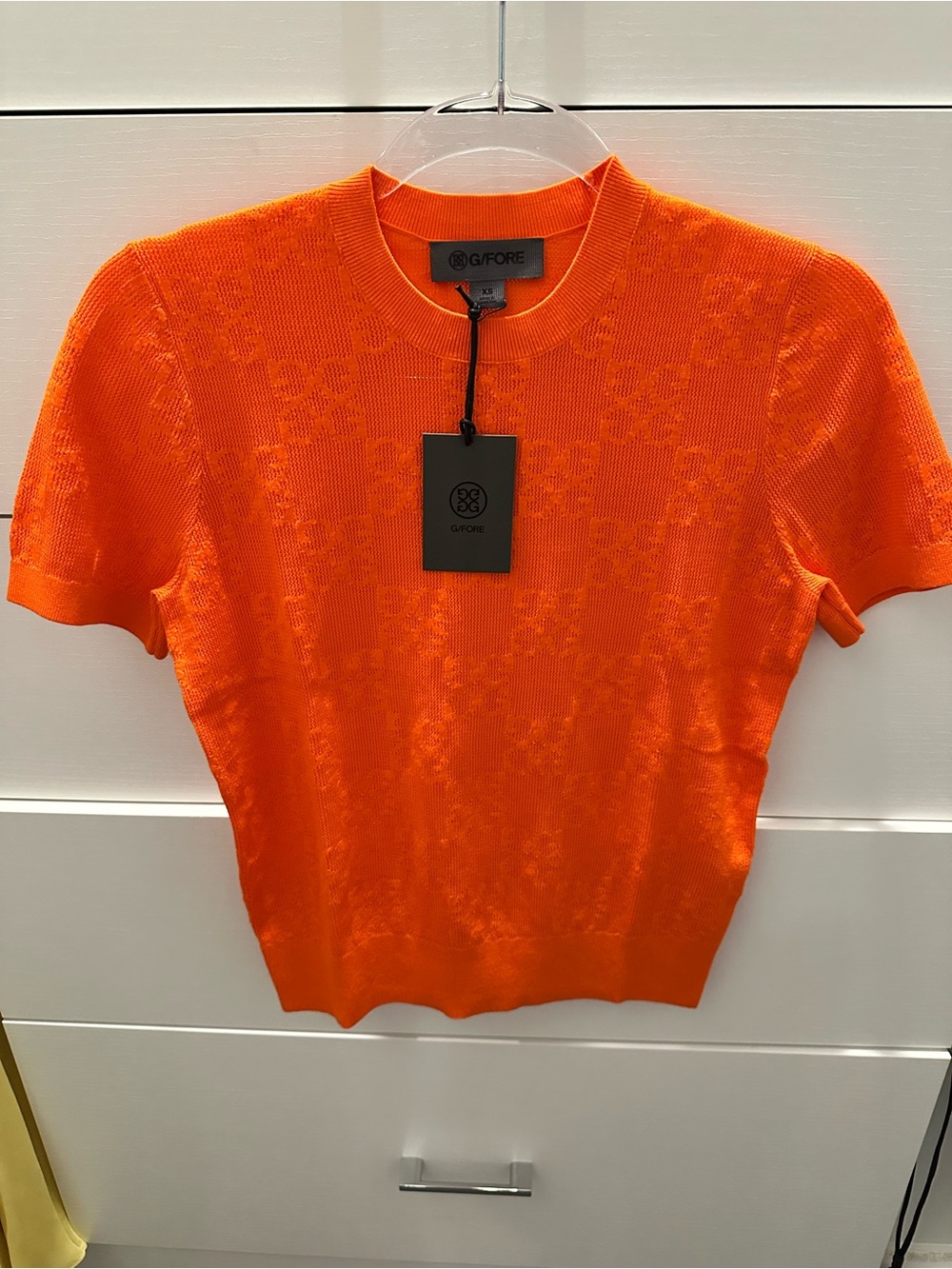 G/FORE Short Sleeve Knit Top in Bright Orange